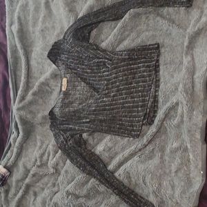 American eagle long sleeve wrap top gray